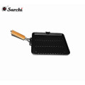 Durable Square Cast Grill Grill avec poignée pliable en bois